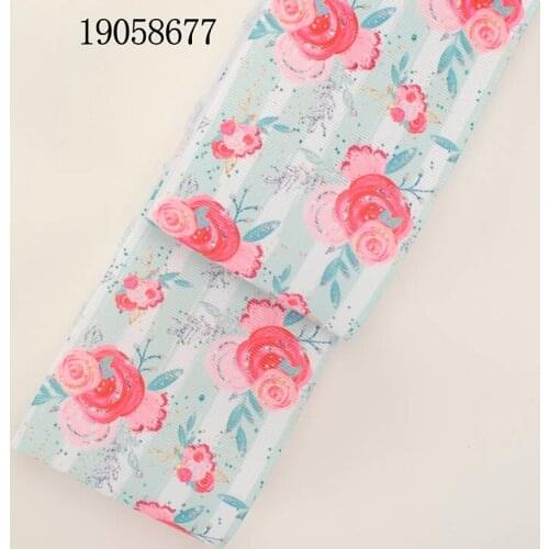Beautiful Flower PrintedGrosgrain/Satin Ribbon 5 Yards 25mm/38mm/50mm/75mm Thermal Transfer Printed for DIY Woman Hair Bows