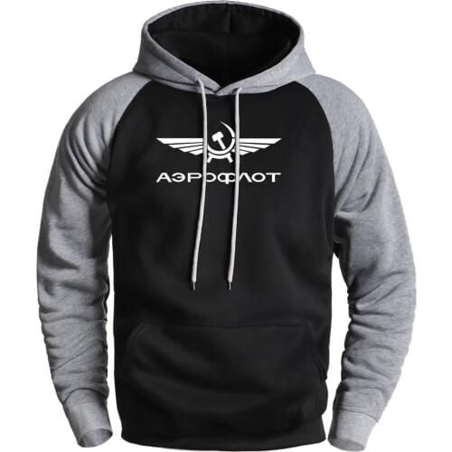 Hot Sell Sweatshirts Aeroflot CCCP Civil Aviation Ussr Russia Airforce Print Hoodies Winter Fall Fleece Hooded Raglan Streetwear