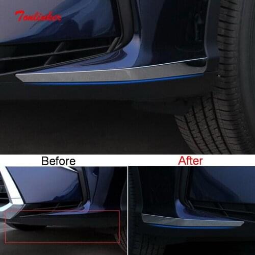 Tonlinker Exterior Car Front Bumper Beside Cover Sticker For Lexus RX 2015-21 Car Styling 2 PCS Stainless steel Cover Stickers
