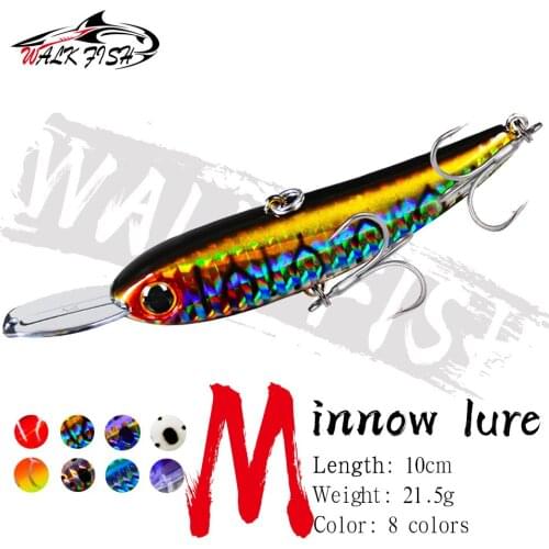 WALK FISH New Minnow Fishing Lure 10cm-3.94" Artificial Bass 21.5g-0.76oz Baits 6# Hook Hard Wobblers Fishing Tackle Pesca