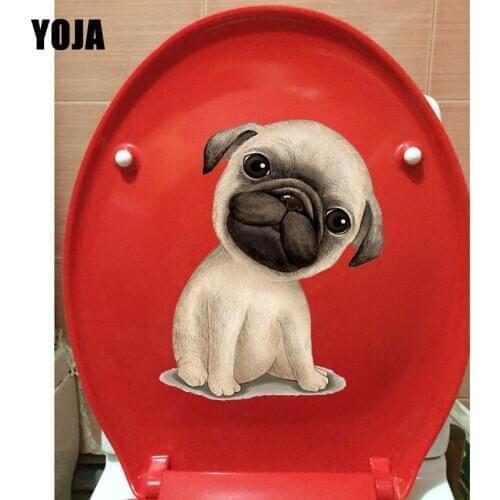 YOJA 17*21.2CM Lovely Cartoon Dog Pet Room Wall Decal Home Toilet Seat Stickers T1-0260