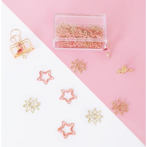 Pink Star Gold Sun Flower Paperclip Book Decor Paper Clip Office Accessories Office Supplies Paperclips Rose Gold Stationery