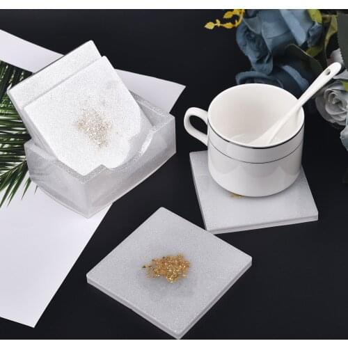 DIY Crystal Epoxy Resin Mold Round Rectangle Square Coaster Cup Mat Storage Box Mirror Silicone Mold Jewelry Making Table Decor