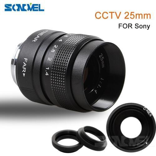 25mm CCTV F1.4 TV Movie lens+C Mount+Metal lens hood For Sony E Mount A6100 A6000 A5100 A5000 A3000 NEX-VG20 NEX-VG30 NEX-V900
