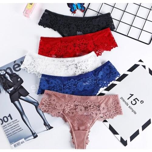 5 Pieces Sexy Panties Womens Underwear Lingerie Lady G-string Lace Sexy Panties Female Thongs Soft Wholesale 2021 New BANNIROU