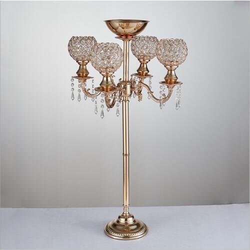 89cm Tall 5 arms Wedding Crystal Candelabras candle holder Flower Vase Wedding Props