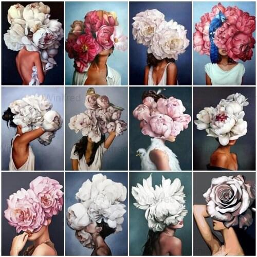 Abstract Flower Woman Diamond Embroidery Full Round Drill Picture Of Rhinestones Diamond Painting Portrait Cross Stitch Wall Art