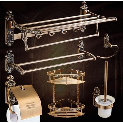 AUSWIND Space Aluminum Bath Hardware Hanger Set Package Towel Rack Bar Paper Holder Shelf Hook Brush Bathroom Accessories