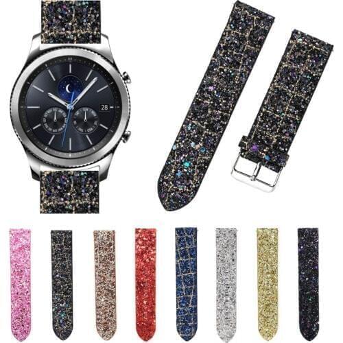 22mm Glitter Bling Christmas Band for Samsung Gear S3 Frontier Sparky Shiny Leather Strap Watchband Bracelet for Gear S3 Classic