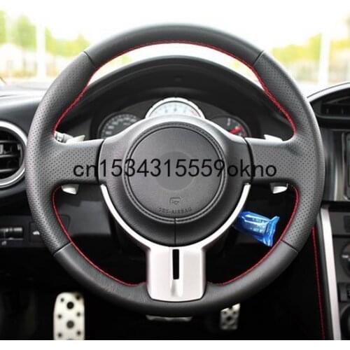 DIY Black Leather Car Steering Wheel Cover for Toyota 86 2012-2015 Subaru BRZ 2012-2015 Scion FRS