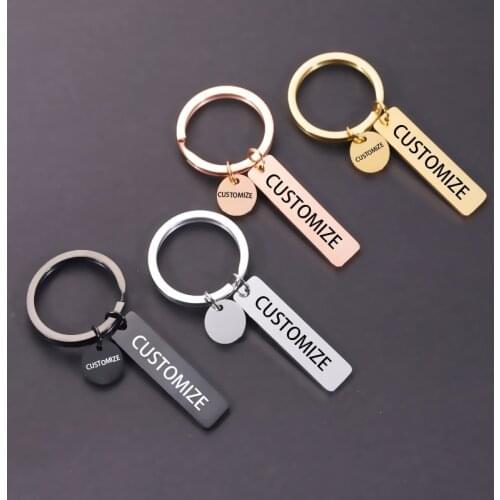 Fnixtar 20Pcs/Lot Custom Personality Laser Name Logo Text Stainless Steel Keychain For DIY Making Mens Womens Car Jewelry Gifts