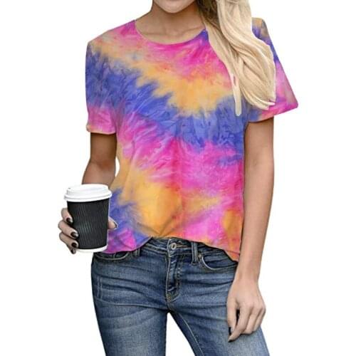 5XL Big Size Women 3D Gradient Rainbow T Shirts Casual Short Sleeve O-Neck Tie Dye Print Tshirt Summer Tops Plus Size Streetwear