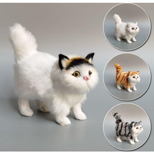1Pc Lovely Simulation Animal Cat Plush Toy Group of Cute Cat Doll Model Car Decoration Ornament Children Birthday Gift Wholesale