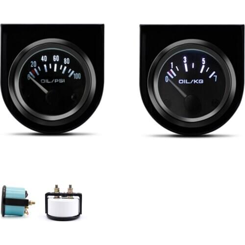 2" 52mm Car Oil pressure gauge 0~7 BAR / 0~100 PSI press Meter 12V Auto Instrument With Oil pressure Sensor