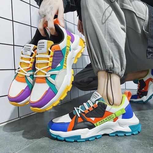 Fashion Colorful Stitching Men Low Sneakers Thick Bottom Mens Casual Sneakers Cool Hip Hop Platform Shoes Men zapatos de hombre