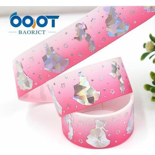 419, 1'' 25mm Lovely girl Silver foil printed ribbon,10yrds DIY Hair Bow Wedding Festival Home Party Birthday Decorations Gift