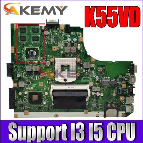 Akemy K55VD Laptop motherboard for ASUS K55VD K55A A55VD F55VD K55V original mainboard Support for I3 I5 CPU