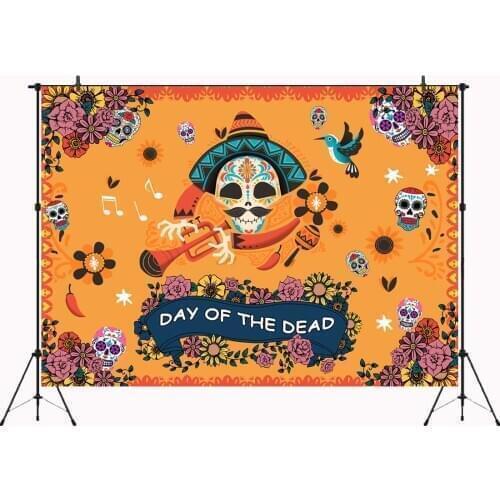 Mexican Fiesta Sugar Skull Flowers Photography Background Decorations