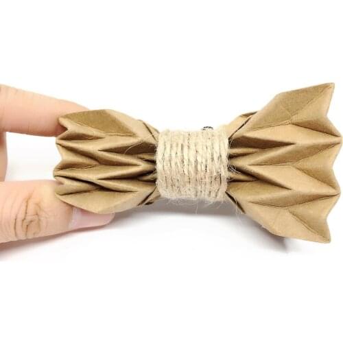 Free shipping special Original design washed kraft paper origami creative Headdress bridegroom wedding party mens male bow tie