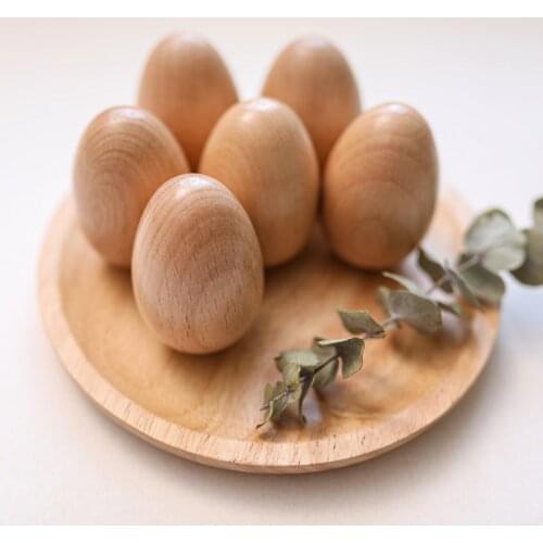 Natural Wood Simulation Eggs Wooden Teething Toys Nurse Gifts Baby Teether DIY Easter Egg Montessori Cognitive Learning Toy