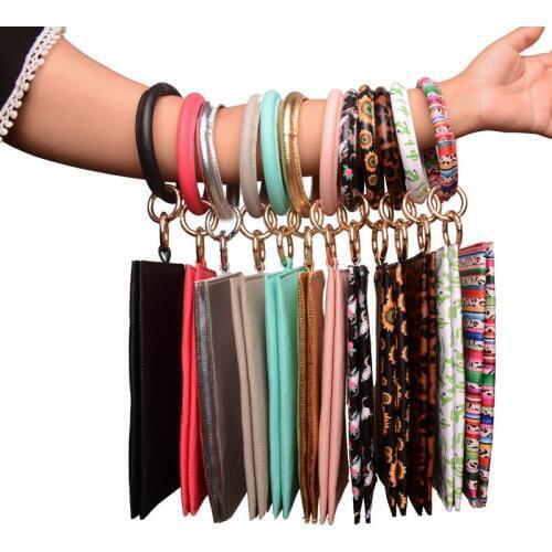 Rainbery New Fashion Multiful Key Ring And Phone Wallet PU Leather O Key Ring With Matching Wristlet Bag