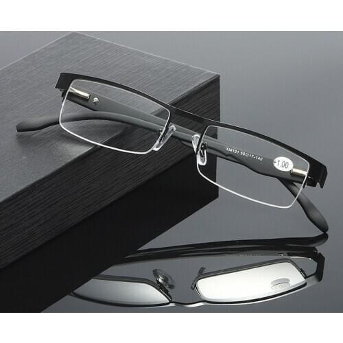 The new Men Women Half Frame Reading Glasses High Quality Business Computer Presbyopia Eyeglasses +1.0+1.5+2.0+2.5+3.0+3.5+4.0