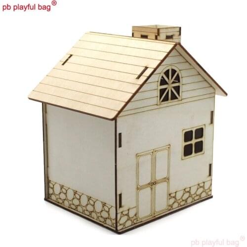 PB Playful Bag Creative personality DIY Assembly house model Building blocks Wooden piggy bank Childrens toys and gifts UG85