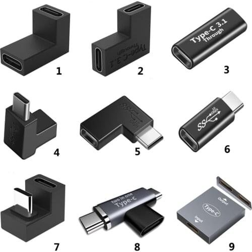 USB 3.1 Type C 10Gbps Female to female 90 Degree Right Angle Female to 2 Female Adapter U-shaped angled OTG Converter Connector