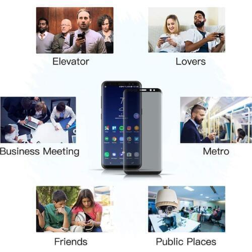 Full Cover Curved Edge Anti-peeping Tempered Glass Screen Protector for Samsung Galaxy S8 S9 Plus Note 8 Note9 Privacy Film