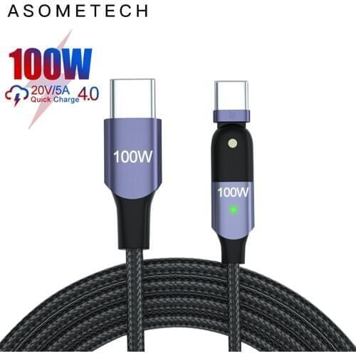 180 Rotate USB Type C to Type C Cable For XIAOMI POCO X3 Type-C PD 100W Quick Charge 4.0 3.0 USB C Cable For MacBook Pro iPad
