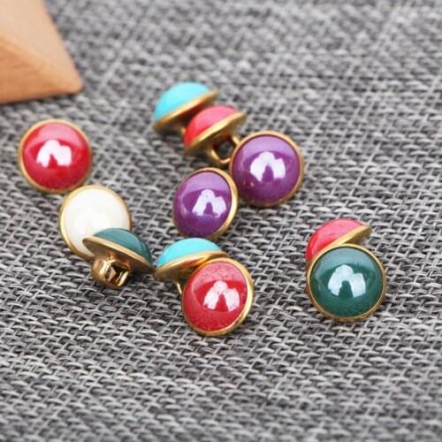 10PCS Sewing Pearl Buttons Metal Bottom Acrylic Hand Made Rhinestone Buttons Decorative Buttons for Clothing Apparel Sewing