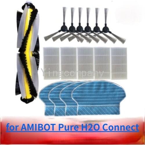 Robot Vacuum Cleaner HEPA Filter Side Brush Mop Cloth for AMIBOT Pure H2O Connect Robotic Vacuum Cleaner Spare Parts Accessories