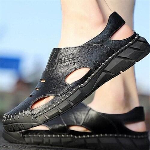 Summer Sandals Men Leather Classic Roman Comfortable 2021 Slipper Outdoor Sneaker Beach Rubber Flip Flops Male Water Trekking