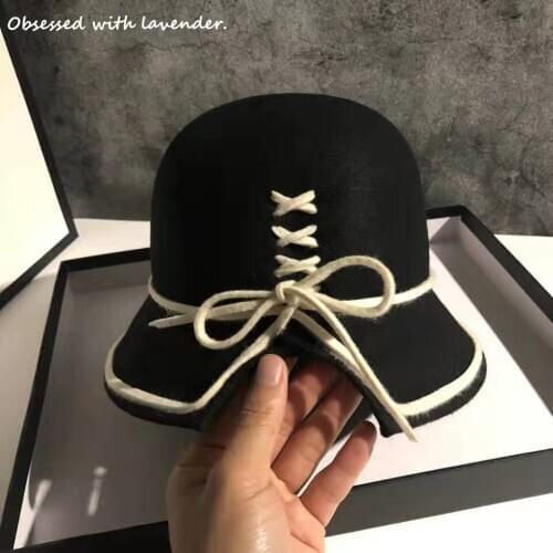 Obsessed with lavender.Fall/winter Hat Female England Vintage Fisherman Hat Korean Joker Hat Wool Hat