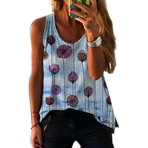 Plus Size Women Vest Tshirt Casual Printed Loose Summer Female Tee Shirt O Neck Sleeveless Tanks Top T-shirt Top Party