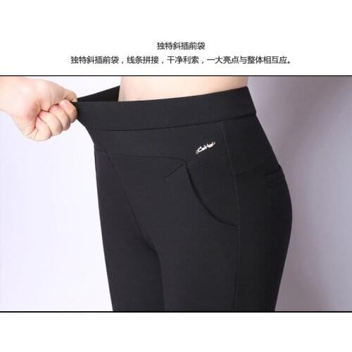 New arrival high trousers female elastic fabric waist casual long pants obese plus size L XL XXL 3XL 4XL 5XL 6XL