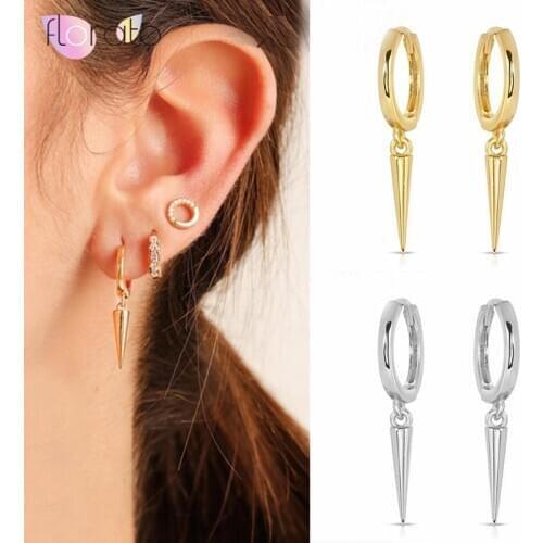 Minimalist 925 sterling silver Spike hoop Earrings For Women Earrings with Spike charm,Tiny gold Small Gold Hoop Earrings A30