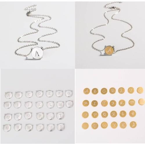 26 Letter Women Necklace Gold Double-sided Letter Pendant Necklace Stainless Steel Necklace Fashion Jewelly