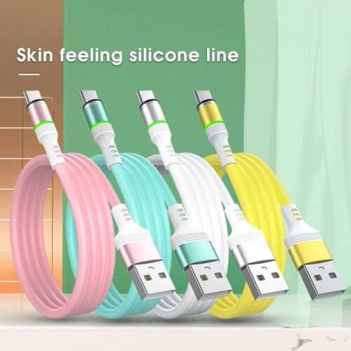 Liquid Silicone Charge Cable For Samsung iPhone Android Charging Magnetic Micro Charger USB Type C Cable Mobile Phone Cord Wire