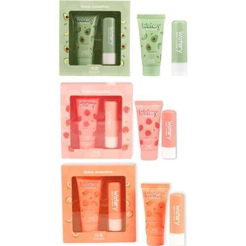 2PCS Hand Cream Lip Balm Set Lightweight Moisturizing Lotion Kit Avocado Hand Cream Lip Balm Combo Set Moisturizing