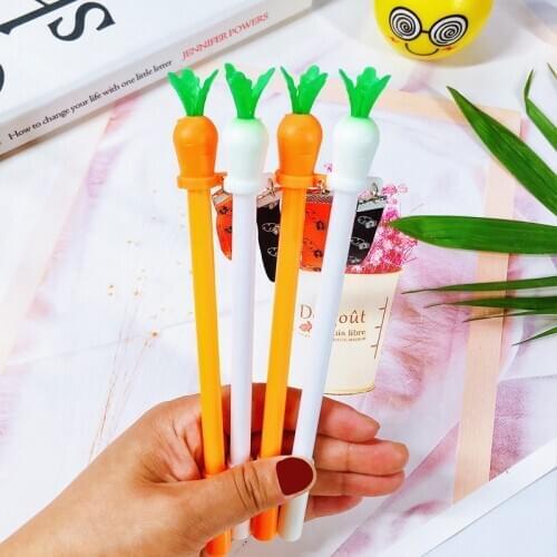 50PCS Creative Hipster Students Black Pendant Ball Pen Cute Cartoon Carrot Ribbon Gel Pen Kawaii School Supplies Stationery