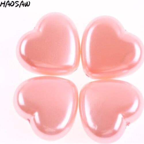 70Pcs/Lot Valentines Day Style 25mm Pink Color Heart Acrylic Pearl Chunky Beads For DIY Jewelry KQWB-517778