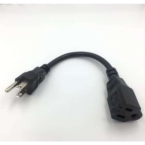 USA /American 3pin Short Flat Plug Power Cord,Nema 5-15P Flat Plug to Nema 5-15R Female Extension Cable 10CM