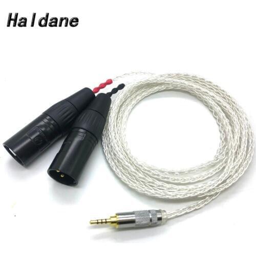Free Shipping Haldane 8 Cores 7N OCC Silver Plated 2.5mm TRRS Balanced to 2x 3pin XLR Male Audio Adapter Cable