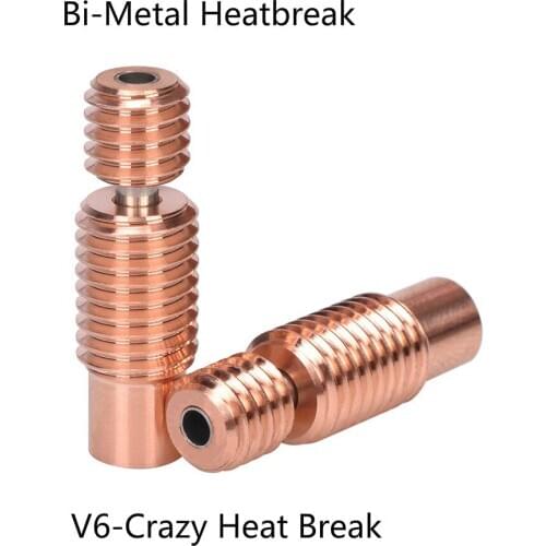 All-Metal NF V6-Crazy Heat Break Copper & Stainless Steel 3D Printer Nozzle Throat For 1.75mm E3D V6 HOTEND Heater Block