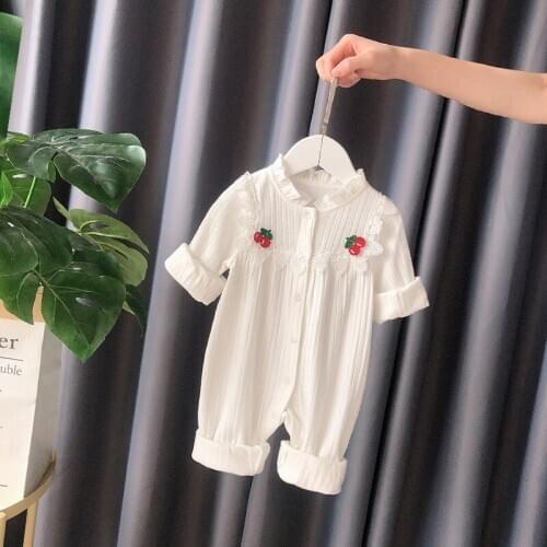 Autumn Newborn Ruffle Cotton Baby Romper Long Sleeve Toddler Korean Jumpsuit Girl Baby Romper Onesie RopaBaby Clothes BW50PF
