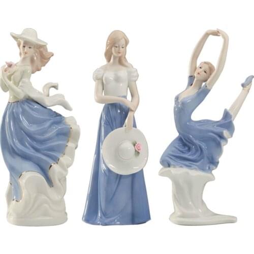 Home Ornament Ceramics Statue Decorative Sculpture Beauty Figurine Art Craft Decoration Accessories for Birthday Wedding Gift