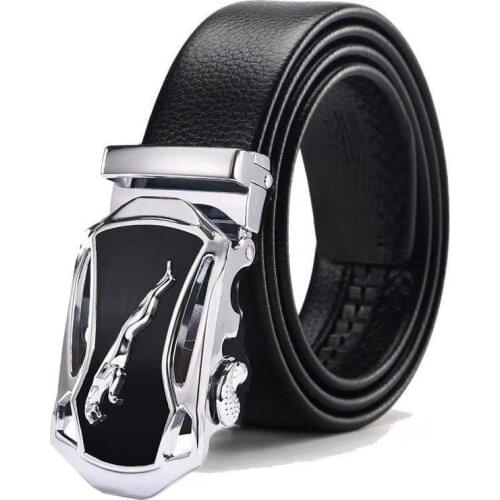 Kemeiqi top quality Leather Belts for Men Width Sports car Brand Fashion Automatic Buckle Black Genuine Leather Belt Mens Belts