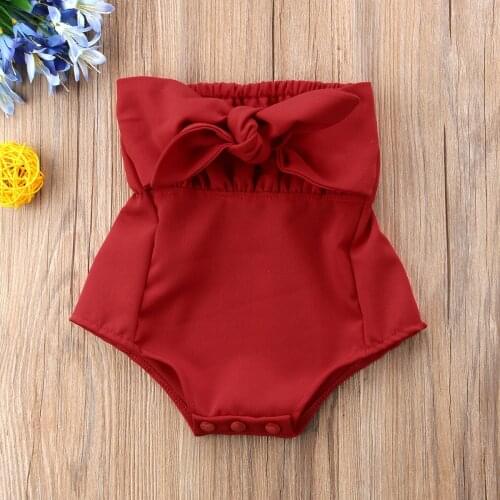 0-24M Baby Girl Hollow Strapless Jumpsuit With Tube Top Tie Romper Bowknot Ruffled Leotard Jumpsuit Top Jumpsuit Set