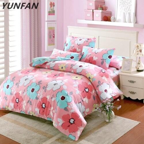 100% Cotton Bedding Sets Activity Printing Duvet Cover Pink Flower Blue Home Textile twin full queen king Bed Sheet pillowcase
